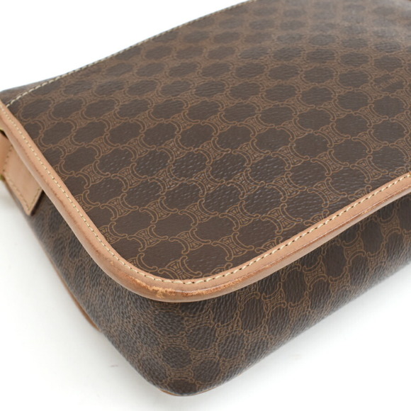 Celine Macadam Leather Circle Logo Crossbody Shoulder Bag Brown - Picture 6 of 9